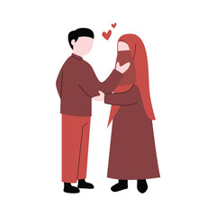 Cute Romantic Muslim Couple Cartoon