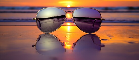 Purple glasses and sunset.