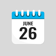 Icon page calendar day - 26 June