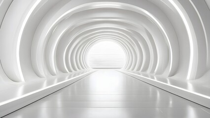 Fototapeta premium a futuristic, minimalist corridor that is mostly white