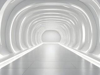 a futuristic, minimalist corridor that is mostly white