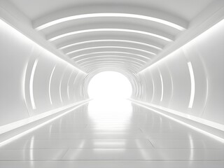 a futuristic, minimalist corridor that is mostly white