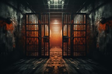 Ominous Prison doors open. Empty release. Generate Ai