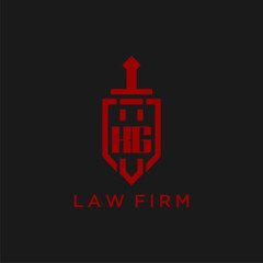 KG initial monogram for law firm with sword and shield logo image