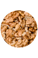 Delicious fresh peeled raw walnuts in a ceramic plate - 755027361