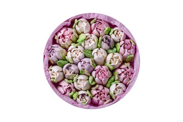 Beautiful tasty marshmallows in the form of tulip buds - 755027370