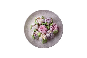 Beautiful tasty marshmallows in the form of tulip buds - 755027372