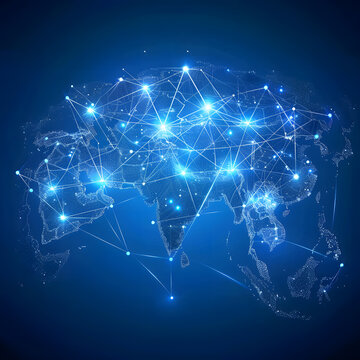 Abstract digital map of India globle network tech Concept of a globally connected world Cloud computing network connecting,Blue india Map Information Network Background