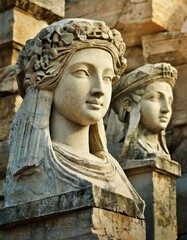 Fototapeta premium Sculpted Beauty. Ancient Statue Portraits