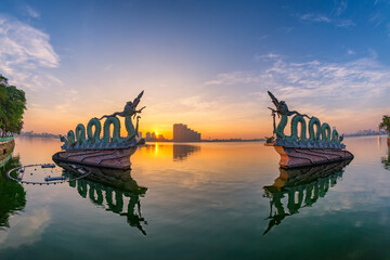 West Lake Dragons statue in Hanoi in early morning