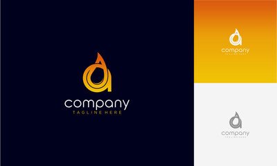 Initial Letter a lowercase gradient colours with Oil and gas logo design letter with oil drop vector logo inside