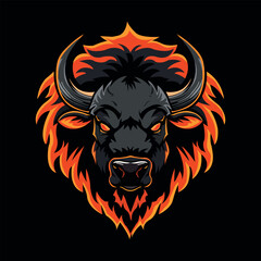 Bison head Sports Mascot logo vector illustration with isolated background
