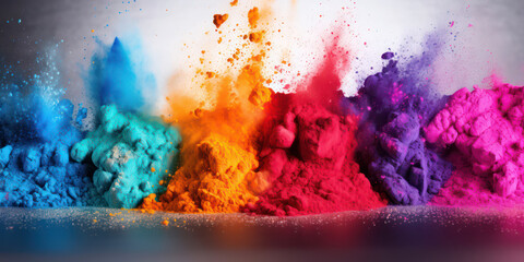 Abstract Burst of Vibrant Colors: A Holi Celebration Explosion