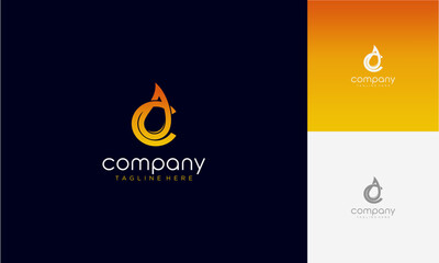 Initial Letter c lowercase gradient colours with Oil and gas logo design letter with oil drop vector logo inside