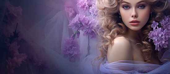 Enchanting Beauty: Woman Adorned with Blooming Flowers in Flowing Long Hair