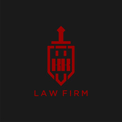 KK initial monogram for law firm with sword and shield logo image