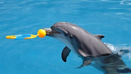 A Dolphin Playing With A Floating Toy
