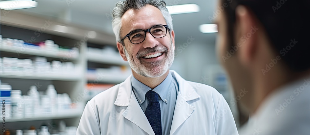 Aufkleber scientist in white lab coat conducting research in modern laboratory setting