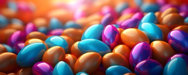Colourful background of chocolate easter eggs collection banner, Easter concept