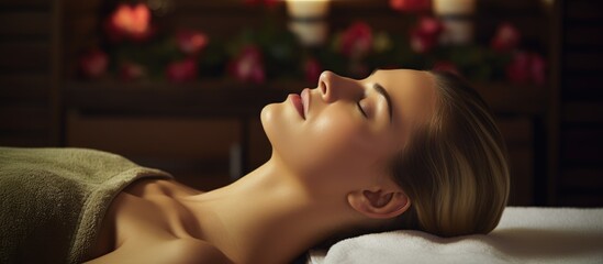 Blissful Woman Receiving Soothing Facial Massage at Luxury Spa Center