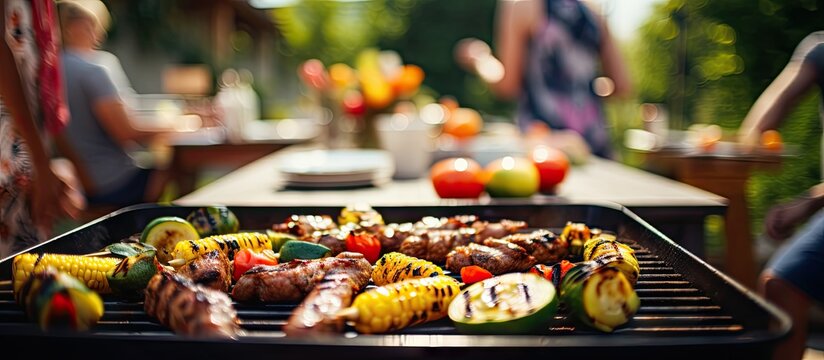 Sizzling Barbecue Grill Hosting a Delicious Array of Grilled Foods Outdoors