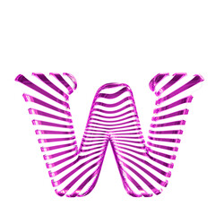 White symbol with purple ultra thin horizontal straps. letter w