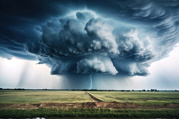 storm in the field.