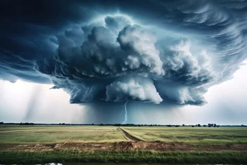Fotobehang storm in the field. © Shades3d