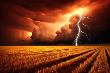 storm in the field.
