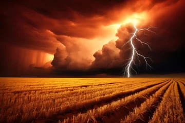 Deurstickers storm in the field. © Shades3d