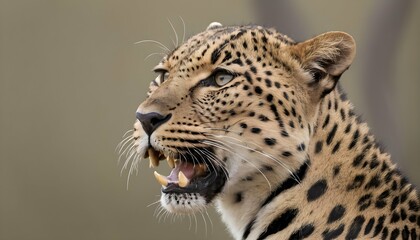 A Leopard With Its Head Held High Scenting The Br - obrazy, fototapety, plakaty