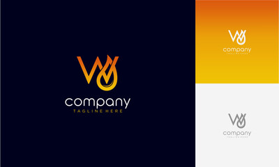 Initial Letter w lowercase gradient colours with Oil and gas logo design letter with oil drop vector logo inside