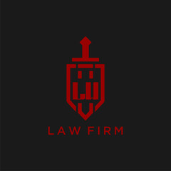 LW initial monogram for law firm with sword and shield logo image