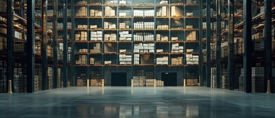 Large Warehouse Filled With Shelves - obrazy, fototapety, plakaty