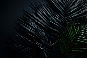 Flat lay texture arrangement of dark tropical leaves for nature concept and tropical aesthetic