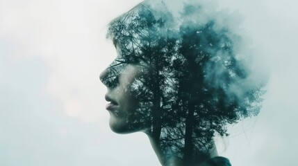 Womans Face and Trees in Background