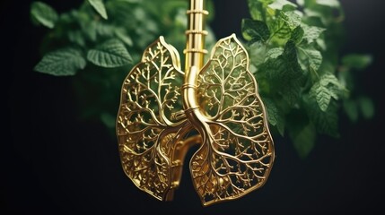 human lungs with green plants