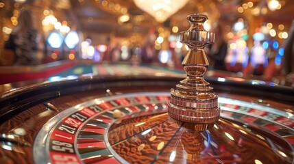 A casino is full of people gambling on roulette poker. - obrazy, fototapety, plakaty
