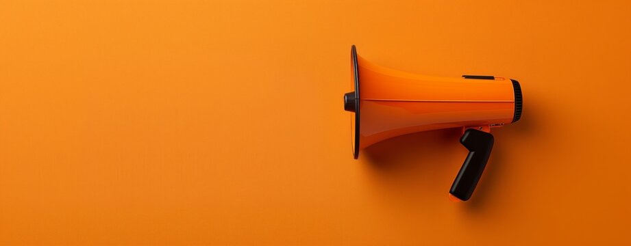 Striking Orange Bullhorn Megaphone on a Monochrome Background