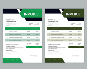 Creative abstract business invoice design template