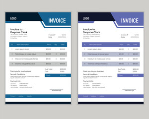 Minimal invoice template vector design