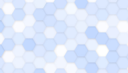 Grid seamless pattern. Hexagonal cell texture. Blue mosaic hexagon marble wall. Vector illustration.