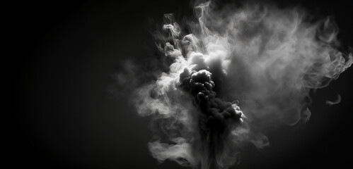White Smoke Ascendancy: Graceful Plume or Column of Smoke Against a Black Background, Symbolizing Tranquility, Transformation, and Ethereal Presence created with Generative AI technology