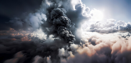 Inferno Unleashed: Intense and Ominous Capture of a Billowing Black Smoke Cloud, Portraying the Raw Power and Devastation of Unseen Forces created with Generative AI technology
