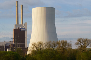 Nuclear Power Plant With Trees in Foreground