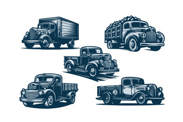 vintage truck logo design 
