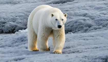 Fotobehang A Polar Bear With Its Fur Coated In Frost Blendin © Zara