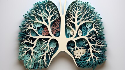 human lungs with green plants - obrazy, fototapety, plakaty
