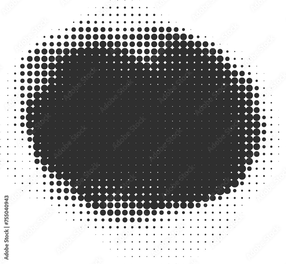 Poster halftone dotted shape. paint blob with noisy effect. abstract splatter circle shape.