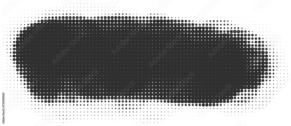 Poster halftone dotted shape. paint blob with noisy effect. abstract splatter circle shape.